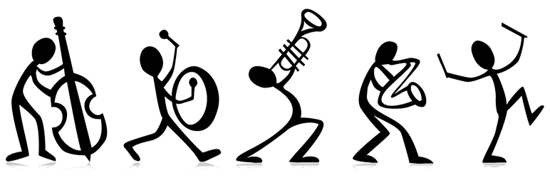 Band musicians playing music, vector ideal for t-shirts